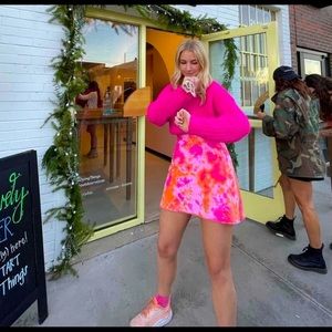 Outdoor Voices the exercise dress pink orange tie dye